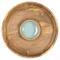 Hello Honey® 13.75" Mango Wood with Blue Enamel Center 2 Section Lazy Susan Server